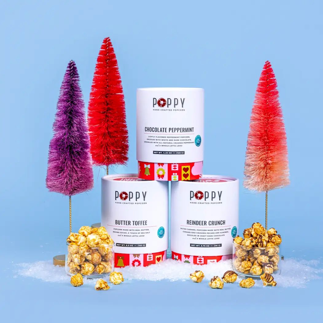 Poppy Popcorn Holiday Cylinder Trio
