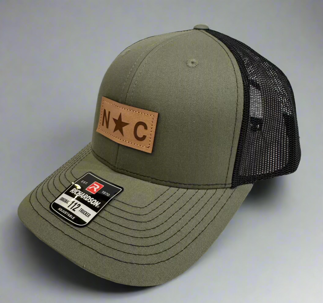 Richardson N Star C Leather Patch Trucker OLIVE/BLACK