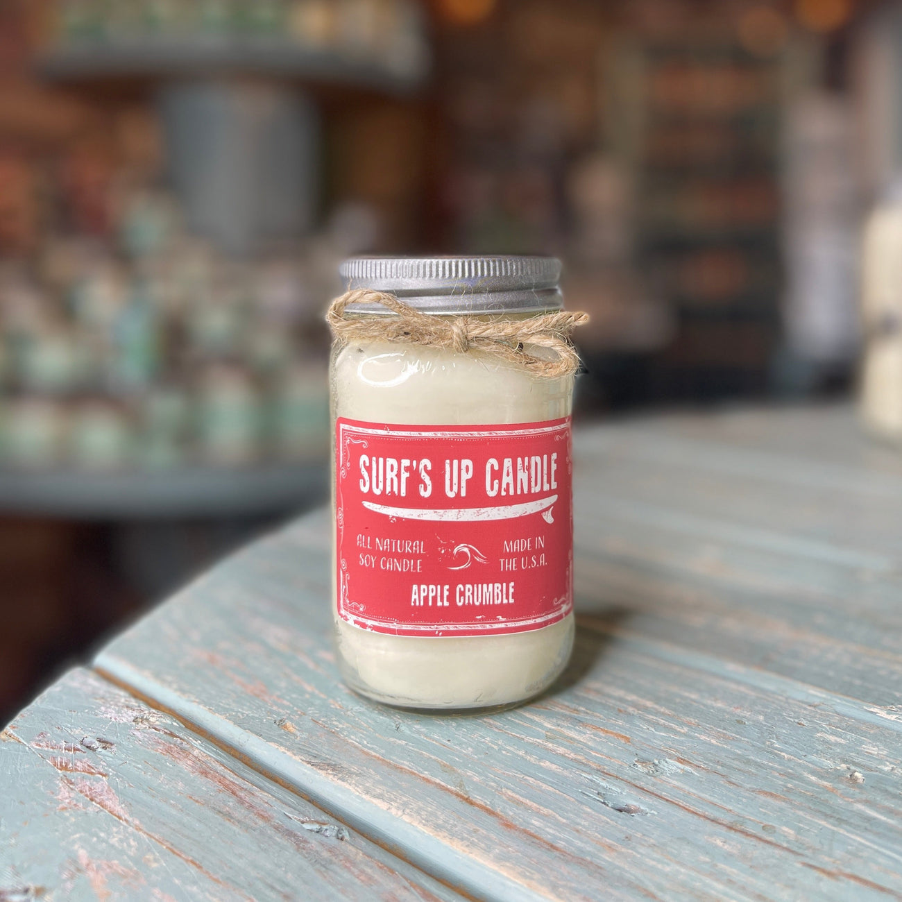 Surf's Up Candle 16 oz Mason Jar APPLE CRUMBLE