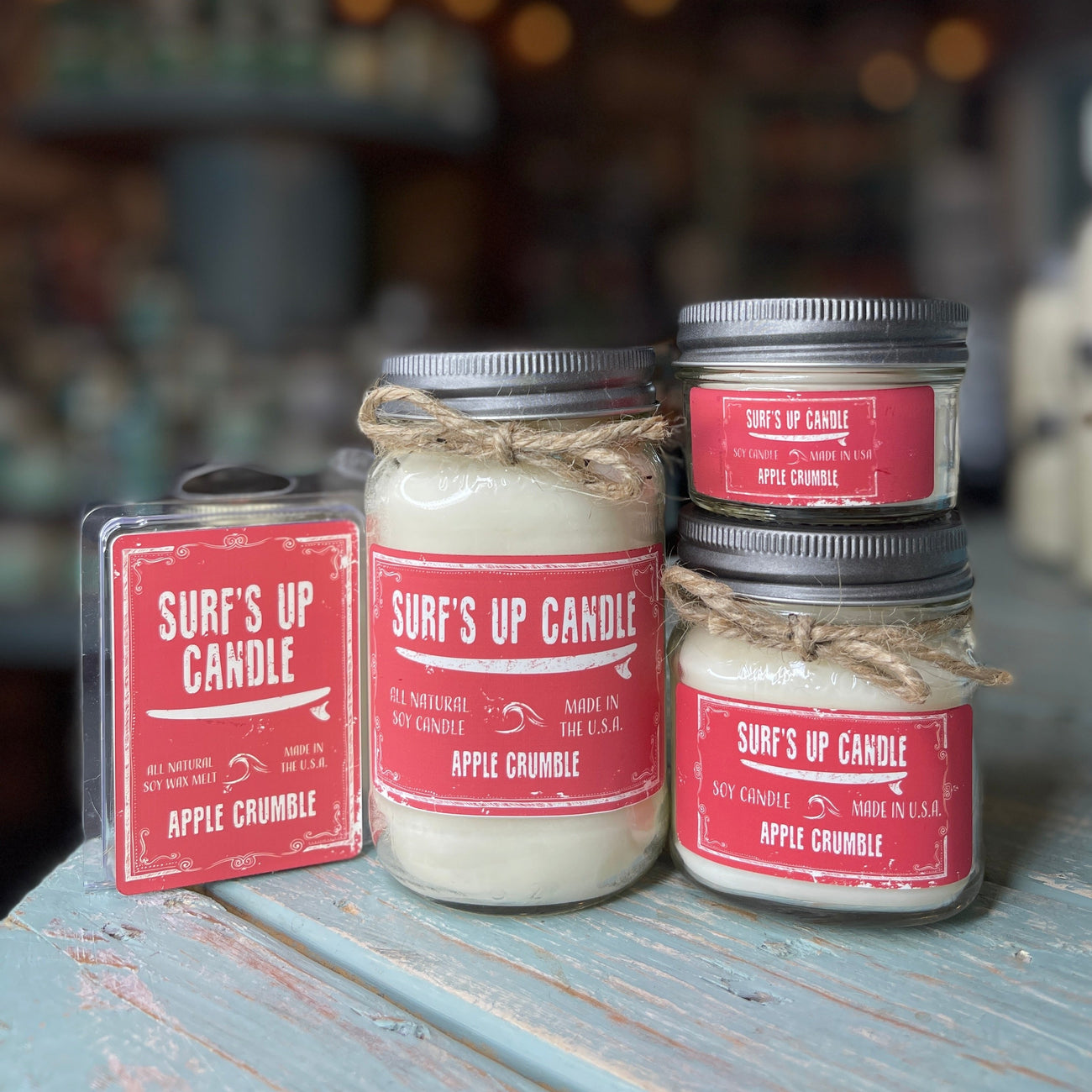 Surf's Up Candle 16 oz Mason Jar APPLE CRUMBLE