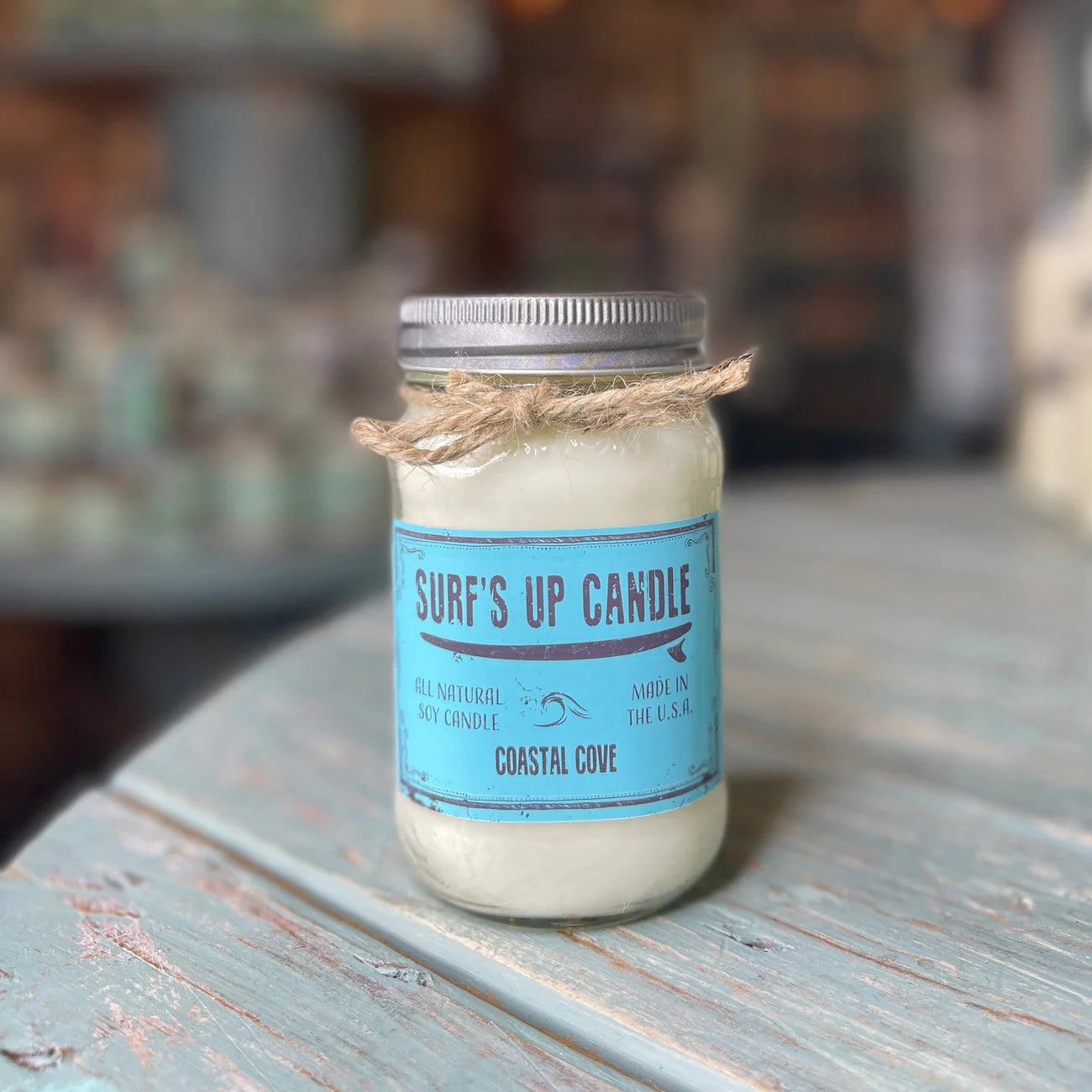 Surf's Up Candle 16 oz Mason Jar COASTAL COVE