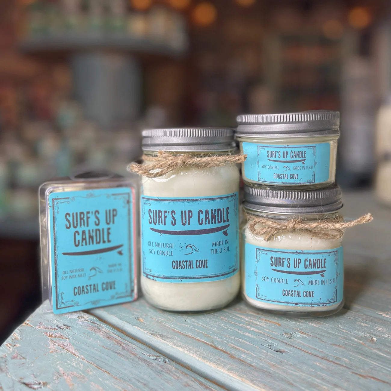 Surf's Up Candle 16 oz Mason Jar COASTAL COVE