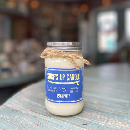 Surf's Up Candle 16 oz Mason Jar BEACH PARTY