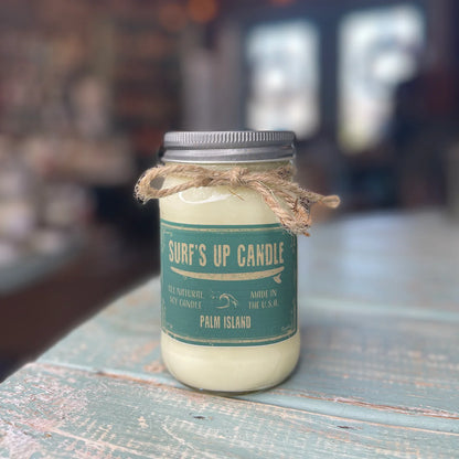 Surf's Up 16 oz Mason Jar Candle PALM ISLAND