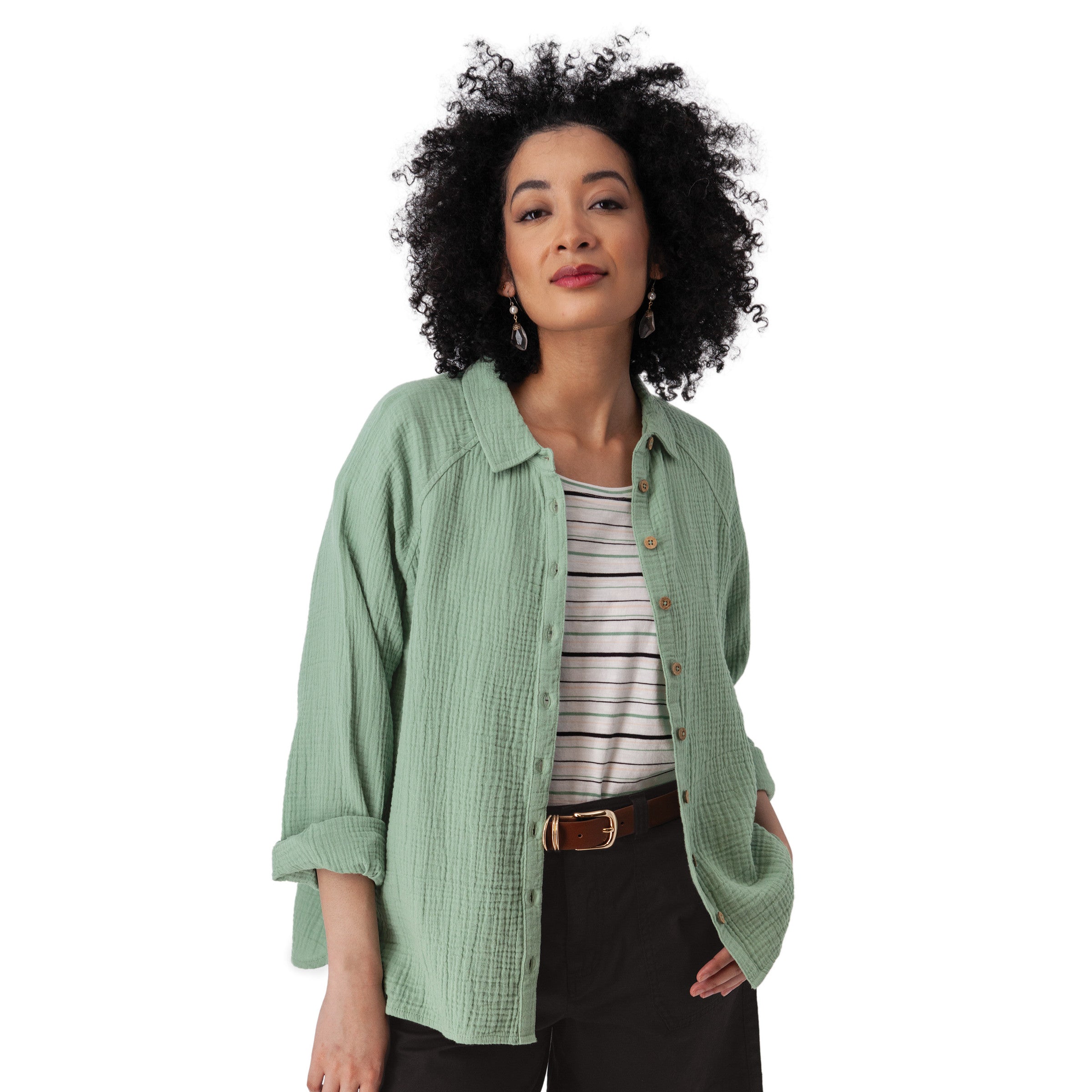 Aventura W Kelford Full Button LS GRANITE GREEN
