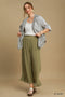Umgee W Linen Blend Fray Pant OLIVE