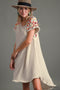 Umgee W Embroidered Sleeve Dress OATMEAL
