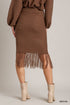 Umgee W Fringe Midi Skirt MOCHA