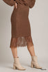 Umgee W Fringe Midi Skirt MOCHA