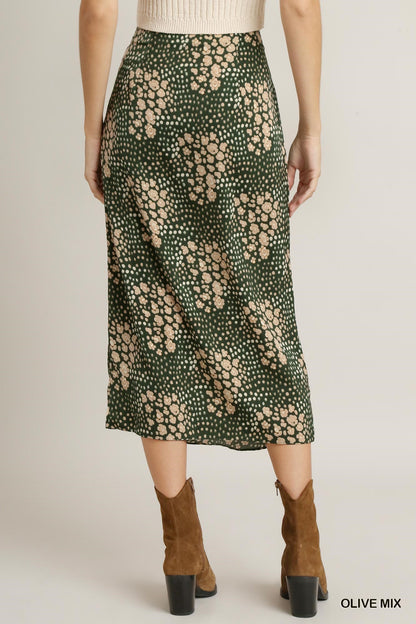 Umgee W Midi Skirt OLIVE MIX