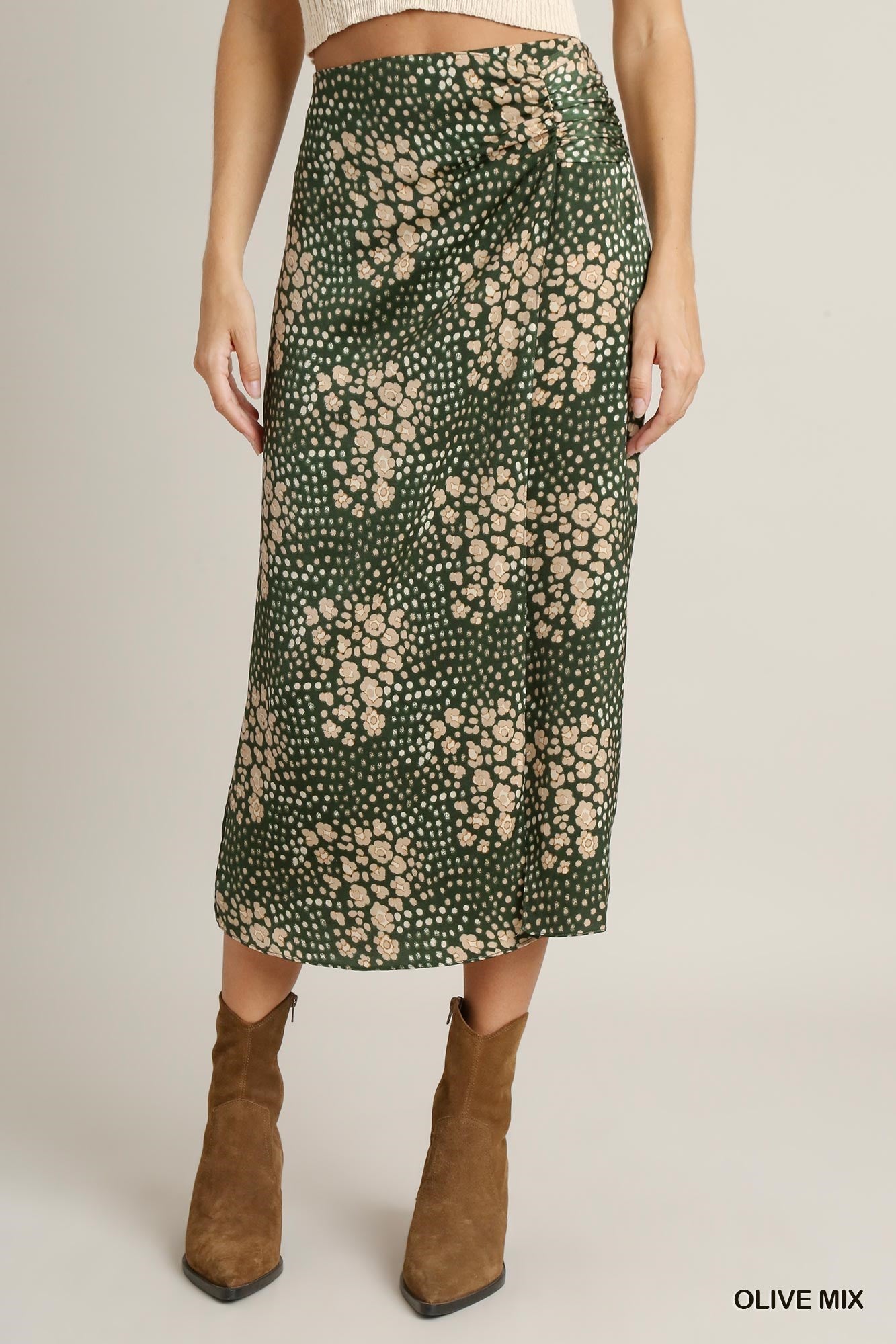 Umgee W Midi Skirt OLIVE MIX