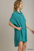 Umgee W Button Down High Low Hem Dress TURQUOISE