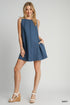 Umgee W Sleeveless French Terry Dress NAVY