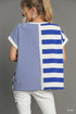 Umgee W Mixed Stripe Boxy Top NAVY