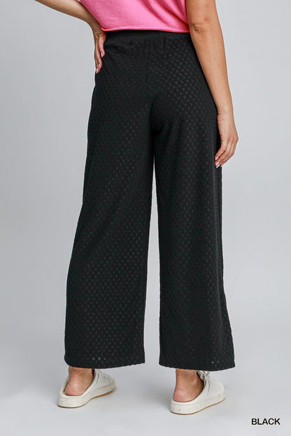 Umgee W Textured Knit Pant BLACK