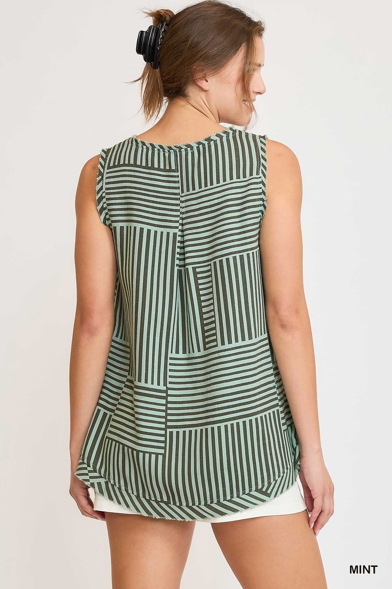 Umgee W Mixed Stripe Tank MINT