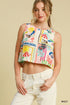 Umgee W Abstract Print Cropped Tank MULTI