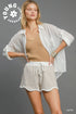 Umgee W Textured Striped Knit Shorts LATTE