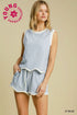 Umgee W Textured Striped Knit Shorts LIGHT BLUE