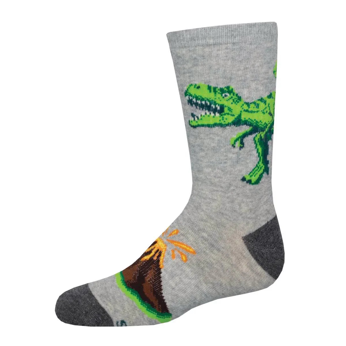 Socksmith Kid's Active Crew Hear Me Roar LT GRAY