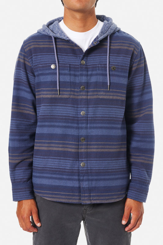 Katin M Harold Stripe Hooded Flannel WASHED BLUE