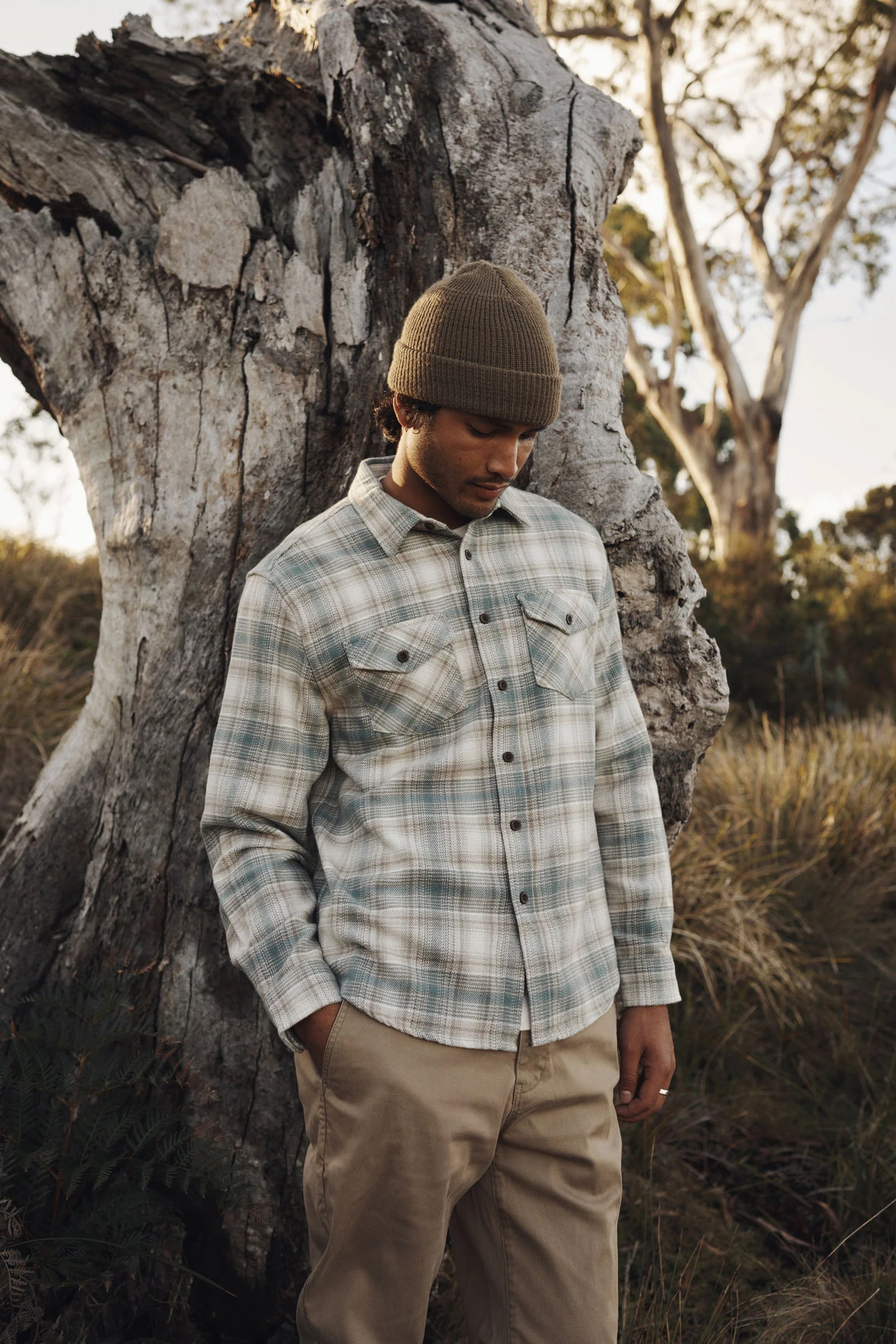Katin M LS Sierra Flannel ATLANTIC GREEN