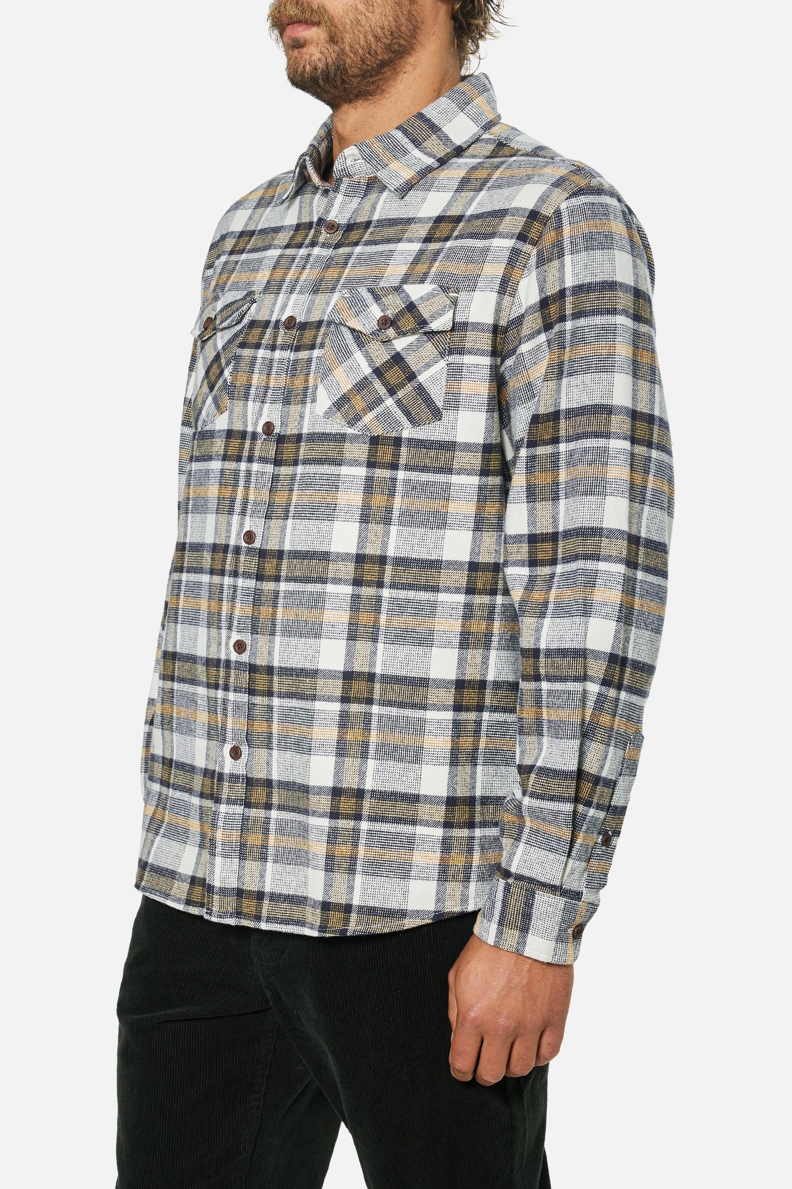 Katin M LS Vincent Flannel VINTAGE WHITE