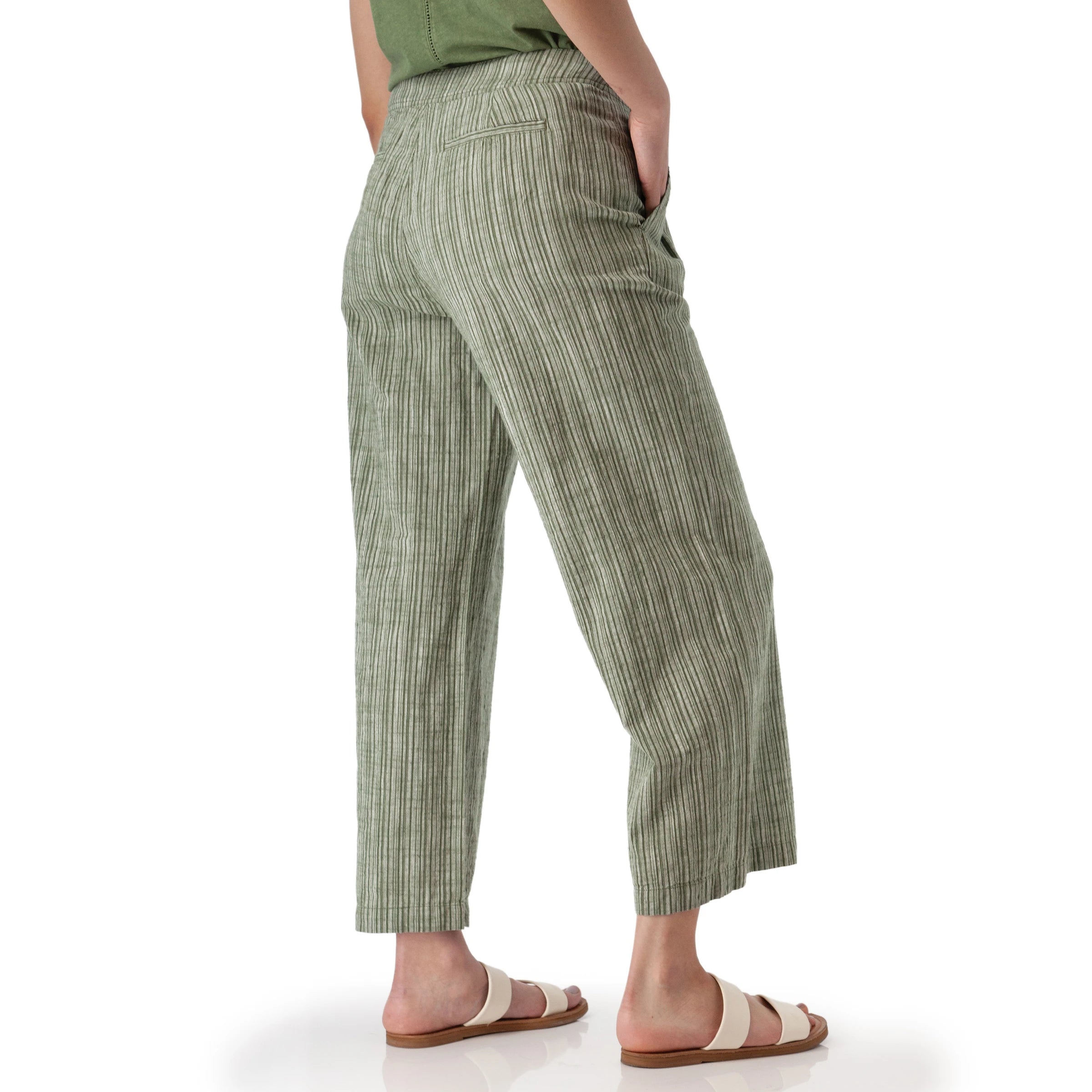 Aventura W Leni Striped Wide Leg Ankle Pant OLIVE