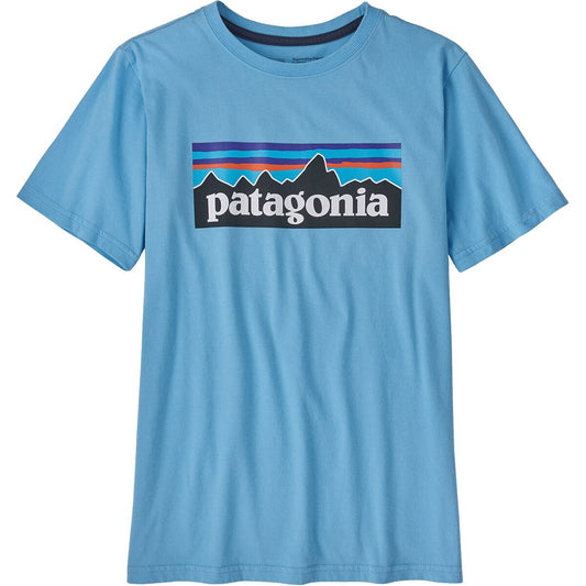 Patagonia Kids Regenerative P-6 Logo Tee LAGO BLUE