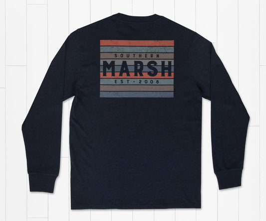 Southern Marsh M LS Branding Color Bars Tee WASHED LUNAR NAVY