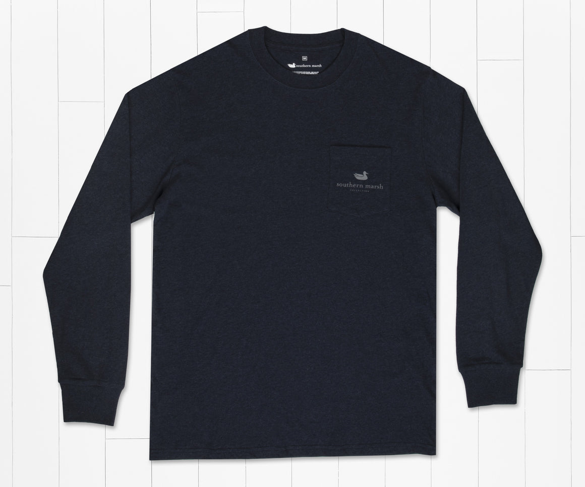 Southern Marsh M LS Branding Color Bars Tee WASHED LUNAR NAVY