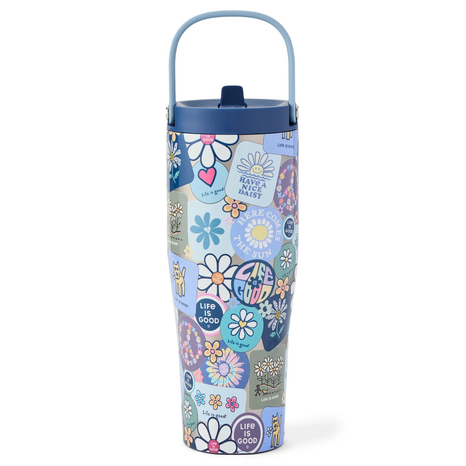 Life is Good 30oz Stainless Corkcicle Go Cup XL FLORAL STICKER COLLAGE