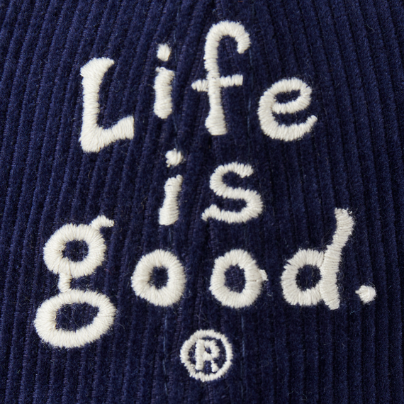 Life is Good Corduroy Chill Cap Vintage Word DARKEST BLUE