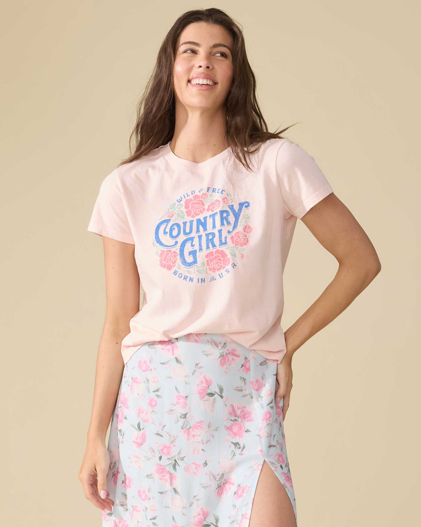 Flag & Anthem W SS Country Girl Graphic Tee PINK