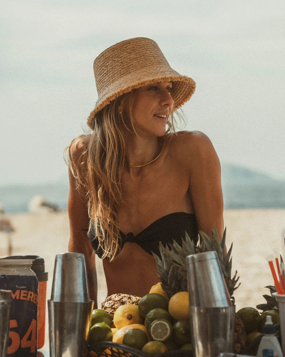 Hemlock Hat Co Lenny Straw Bucket Hat NATURAL