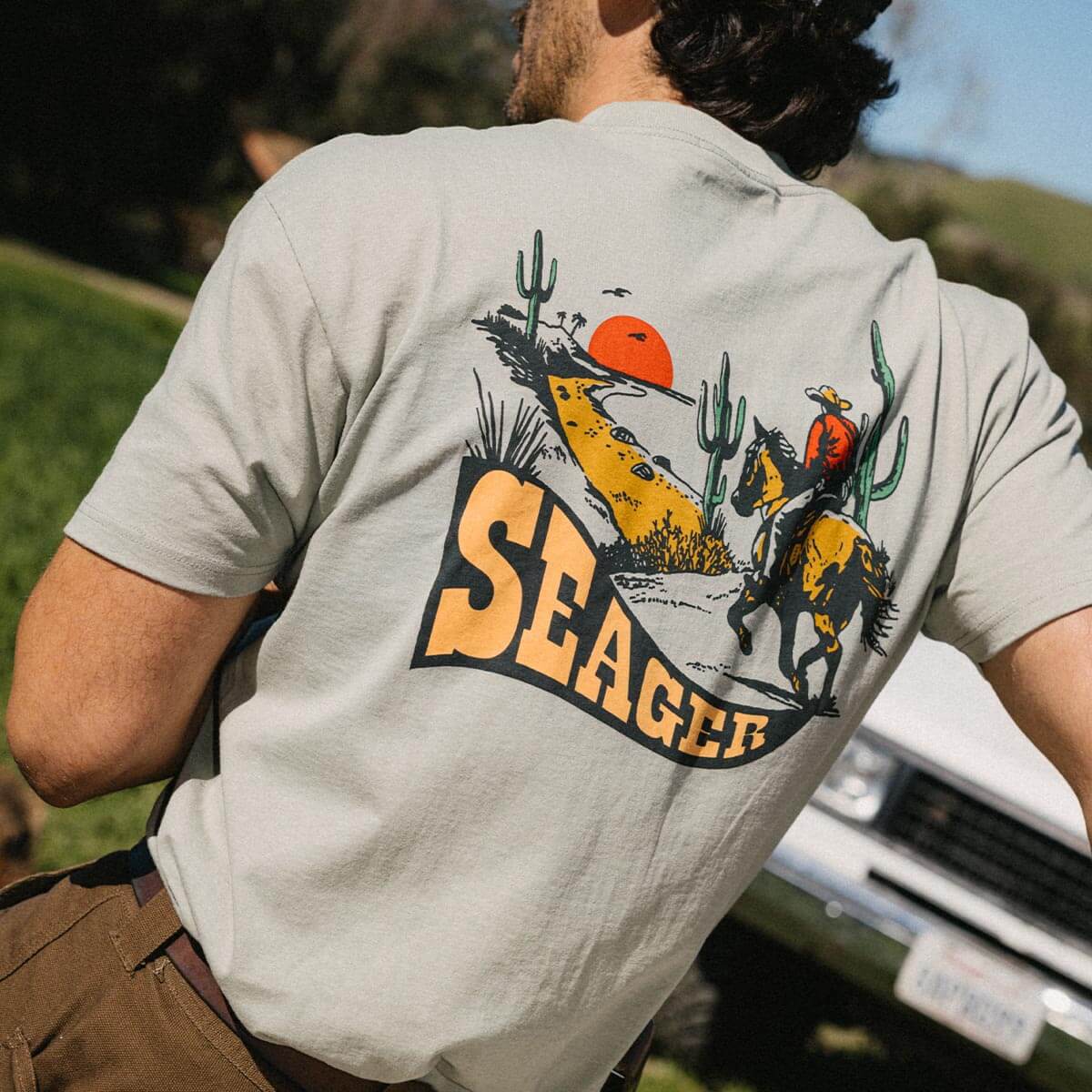 Seager M SS Long Ride Tee DESERT GREEN