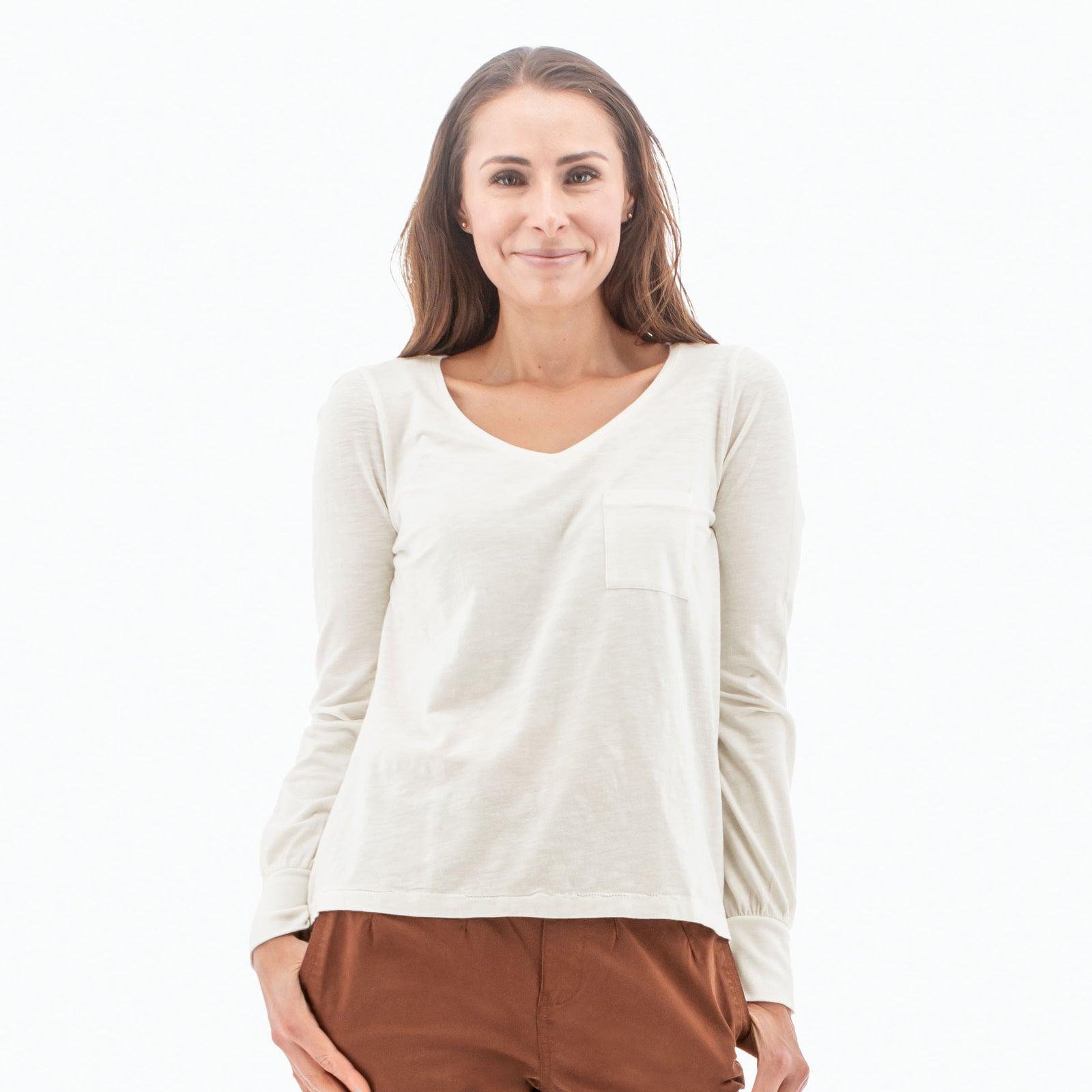 Aventura W LS Paloma V-Neck EGRET