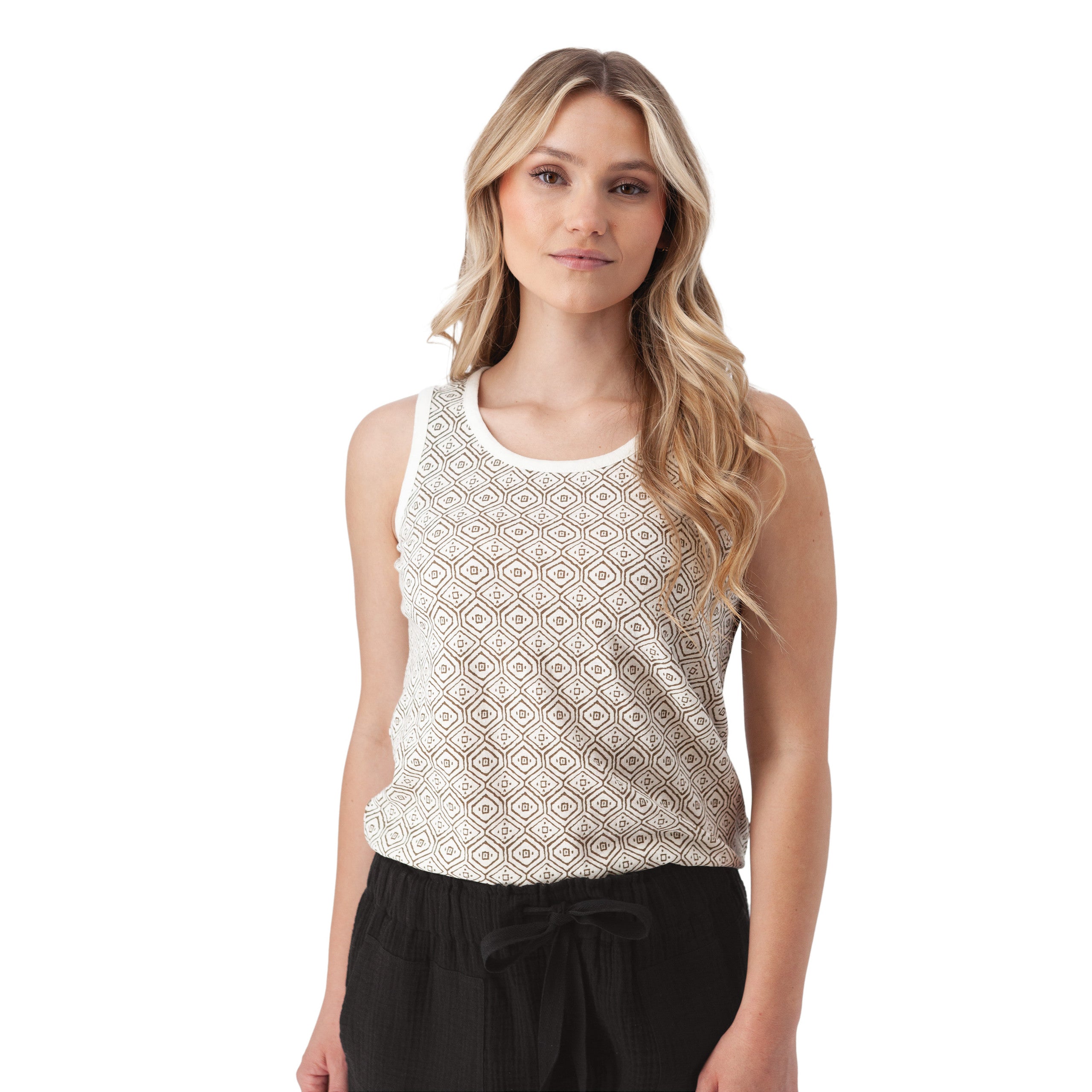 Aventura W Bali Geometric Tank TAUPE