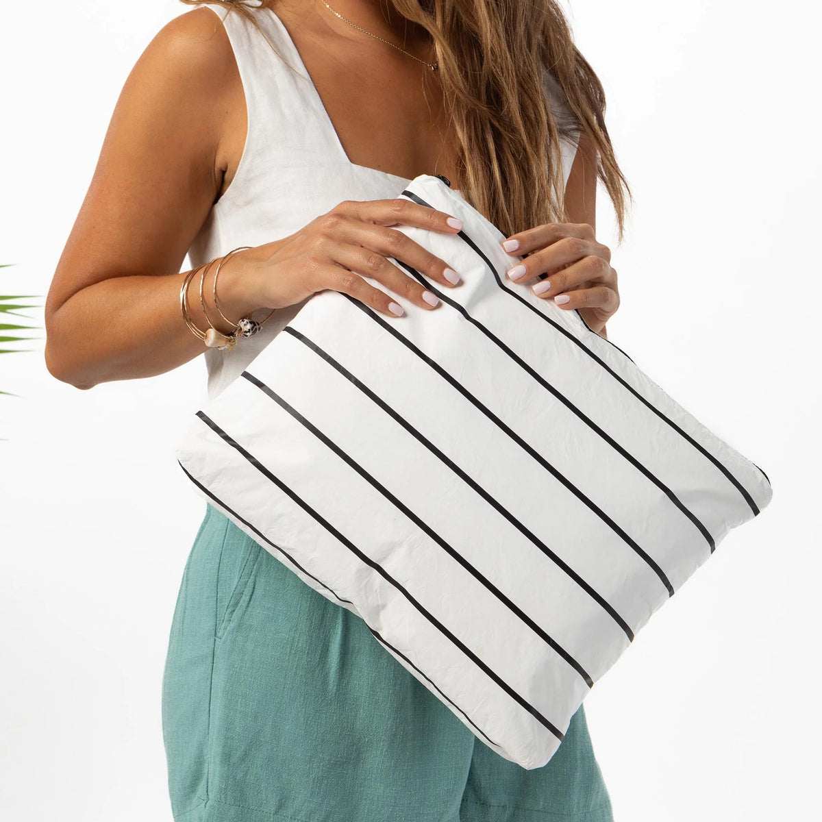 ALOHA Collection Pinstripe MAX Pouch BLACK on WHITE