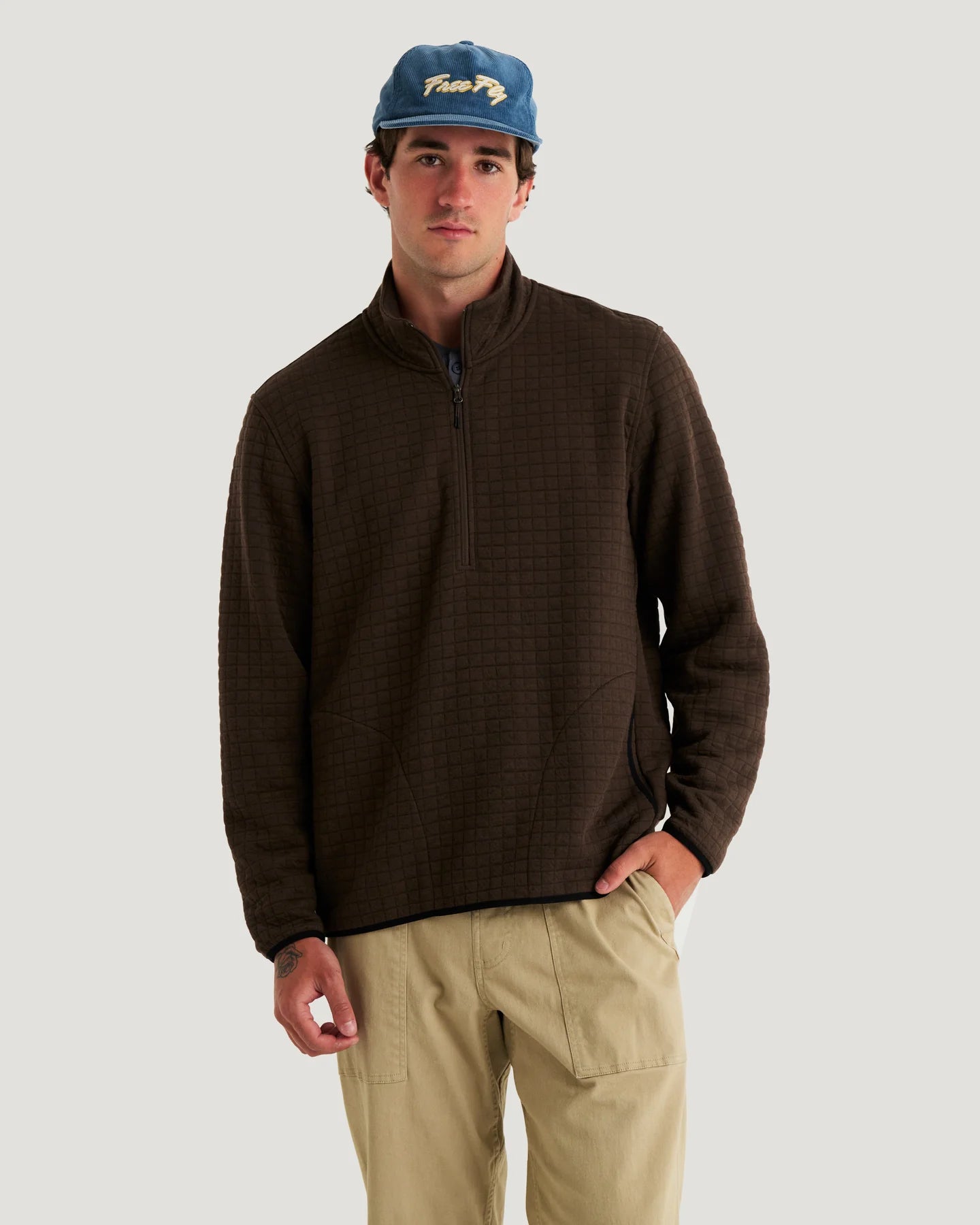 Free Fly Downvalley 1/4 Zip HEATHER DARK BROWN