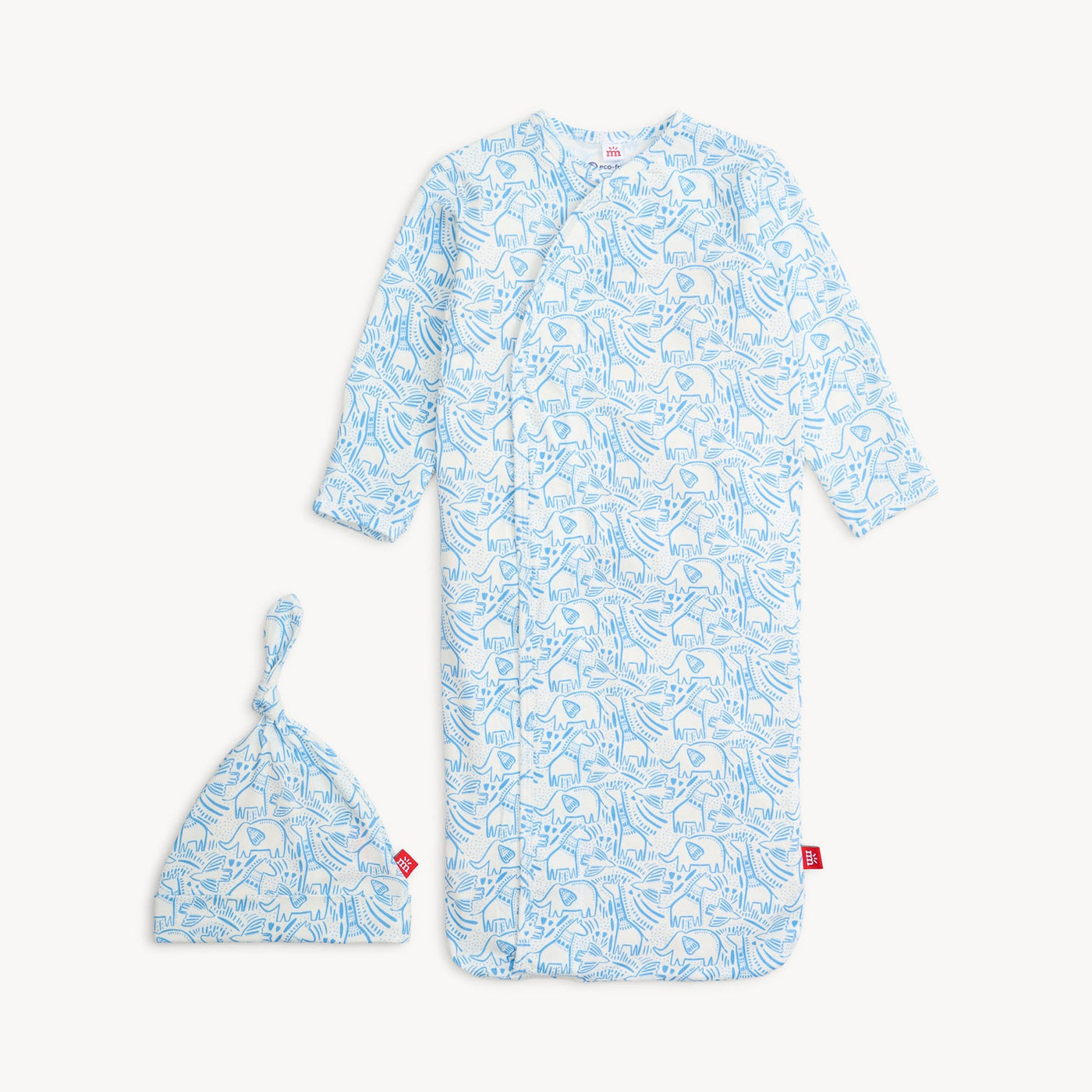 Magnetic Me Baby Modal Gown+Hat Set BLUE HERDS OF FEATHER