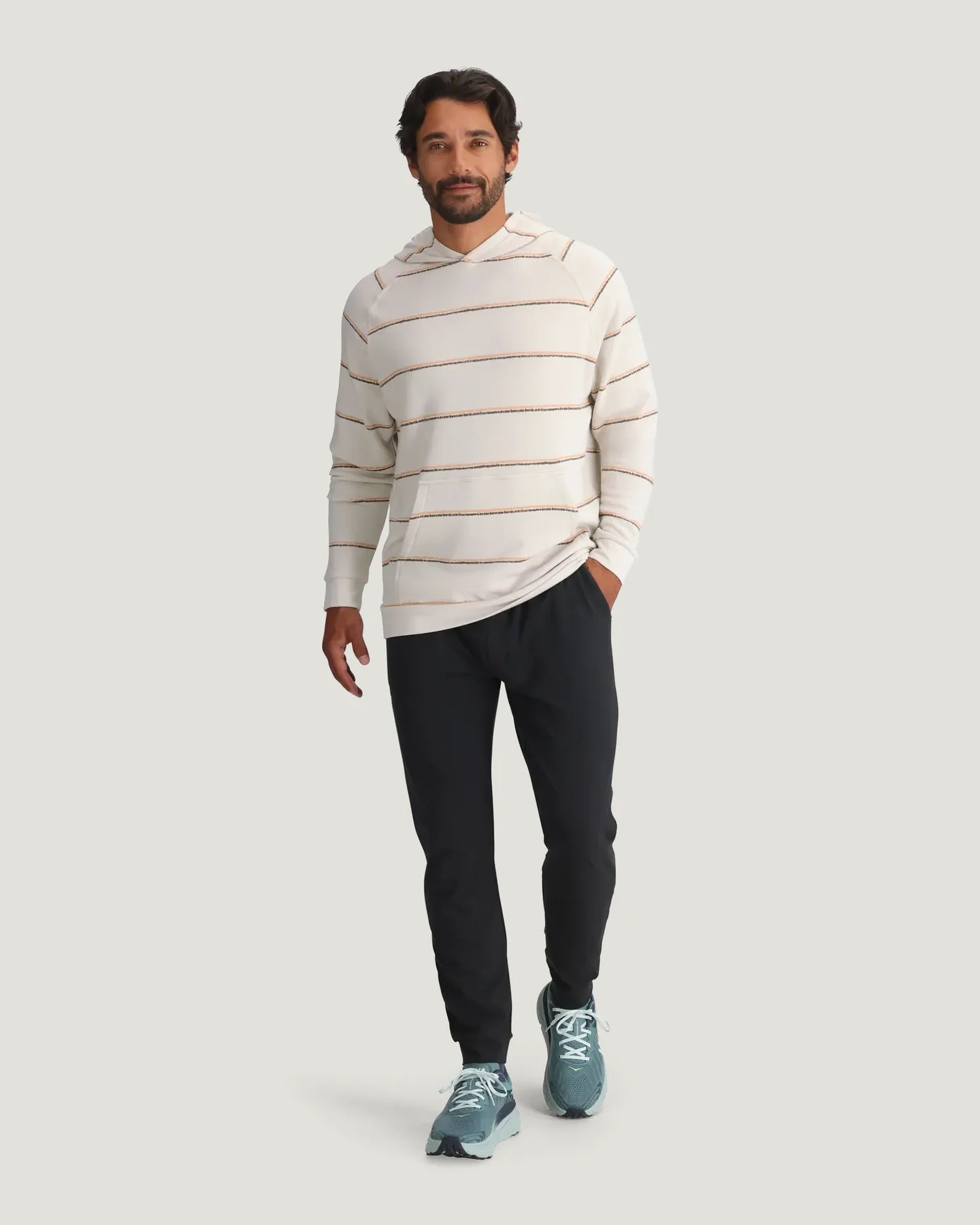 Free Fly M Bamboo LW Fleece Hoodie DASH DOUBLE STRIPE