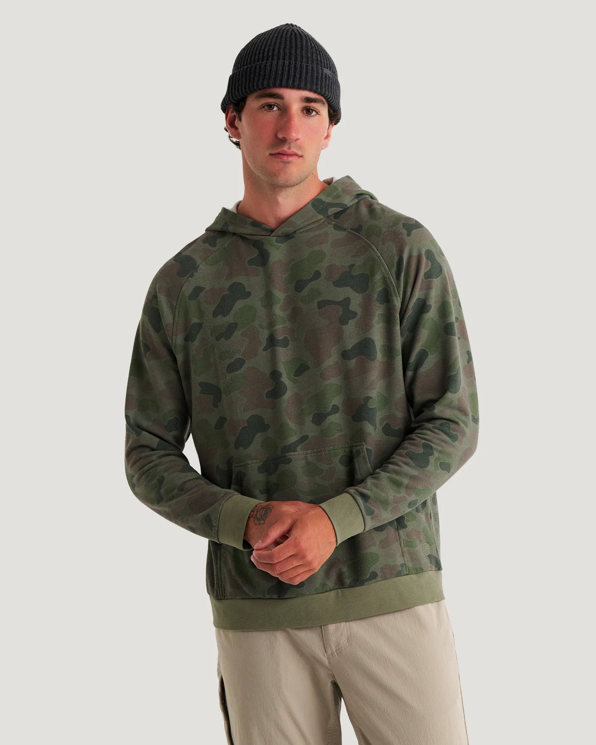 Free Fly M Bamboo LW Fleece Hoodie CAMO OIL GREEN