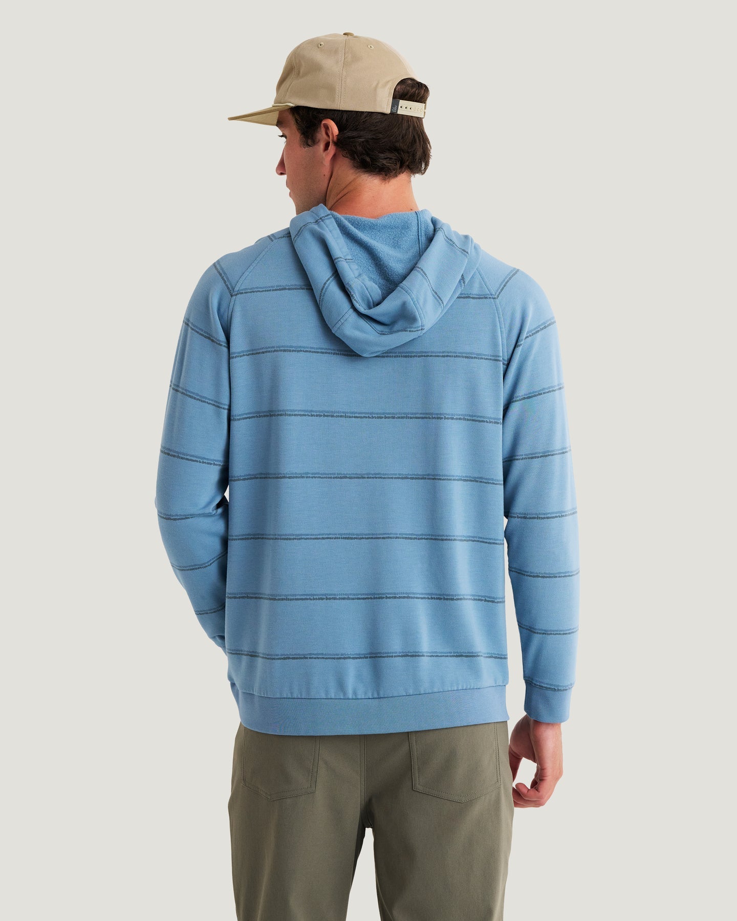 Free Fly M Bamboo LW Fleece Hoodie DASH DOUBLE STRIPE WINDWARD BLUE