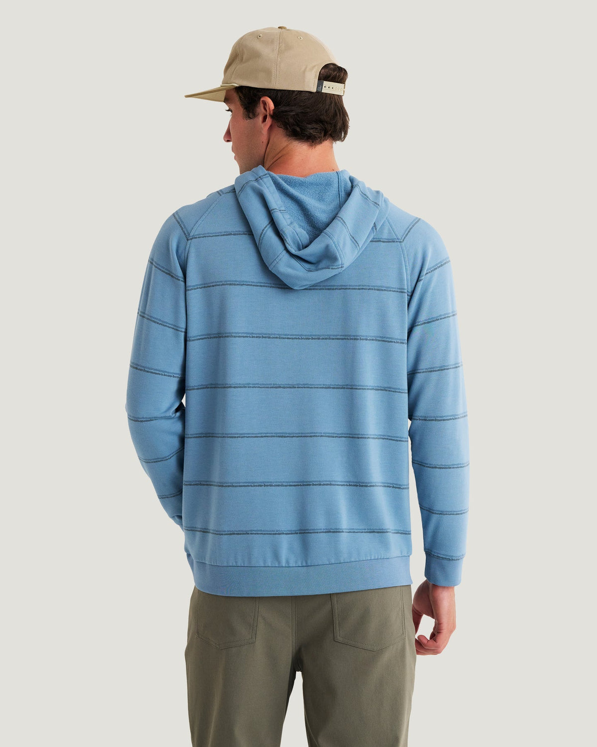 Free Fly M Bamboo LW Fleece Hoodie DASH DOUBLE STRIPE WINDWARD BLUE