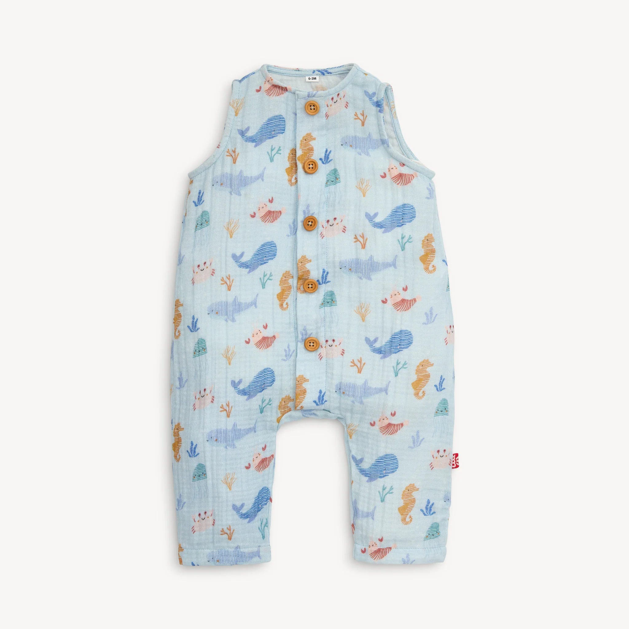 Magnetic Me Baby Sleeveless Cotton Coverall DEEP SEA JUBILEE