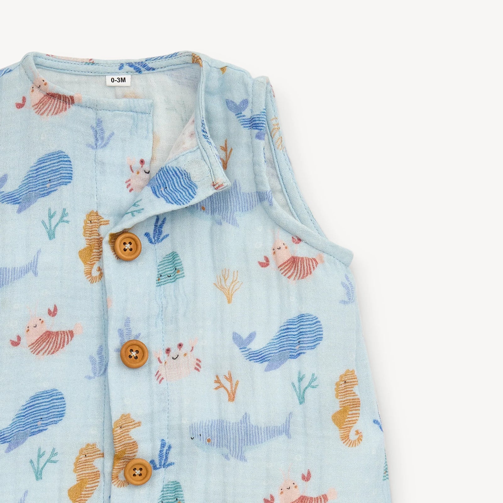 Magnetic Me Baby Sleeveless Cotton Coverall DEEP SEA JUBILEE