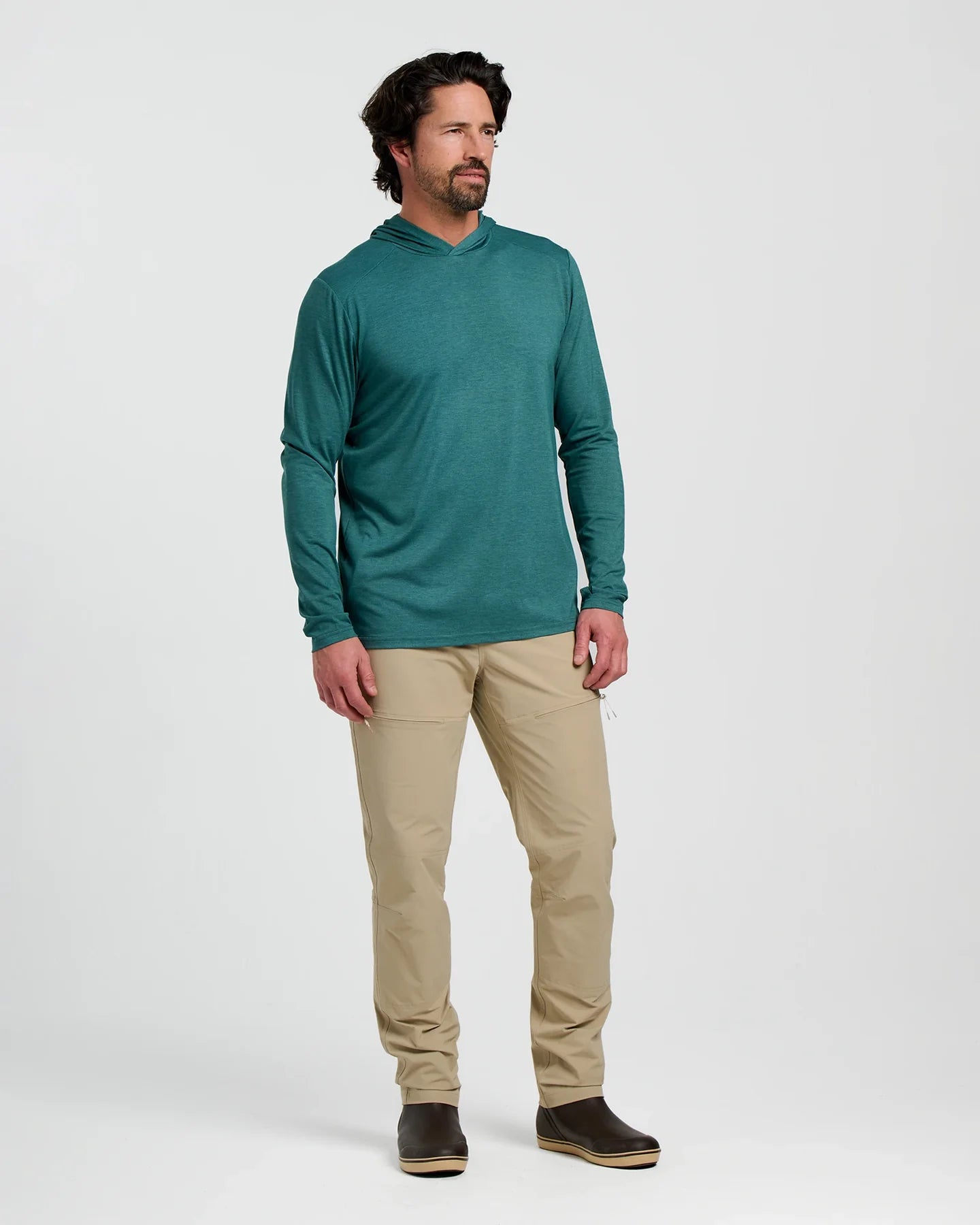 Free Fly M  Bamboo Shade Hoody HEATHER SEA PINE