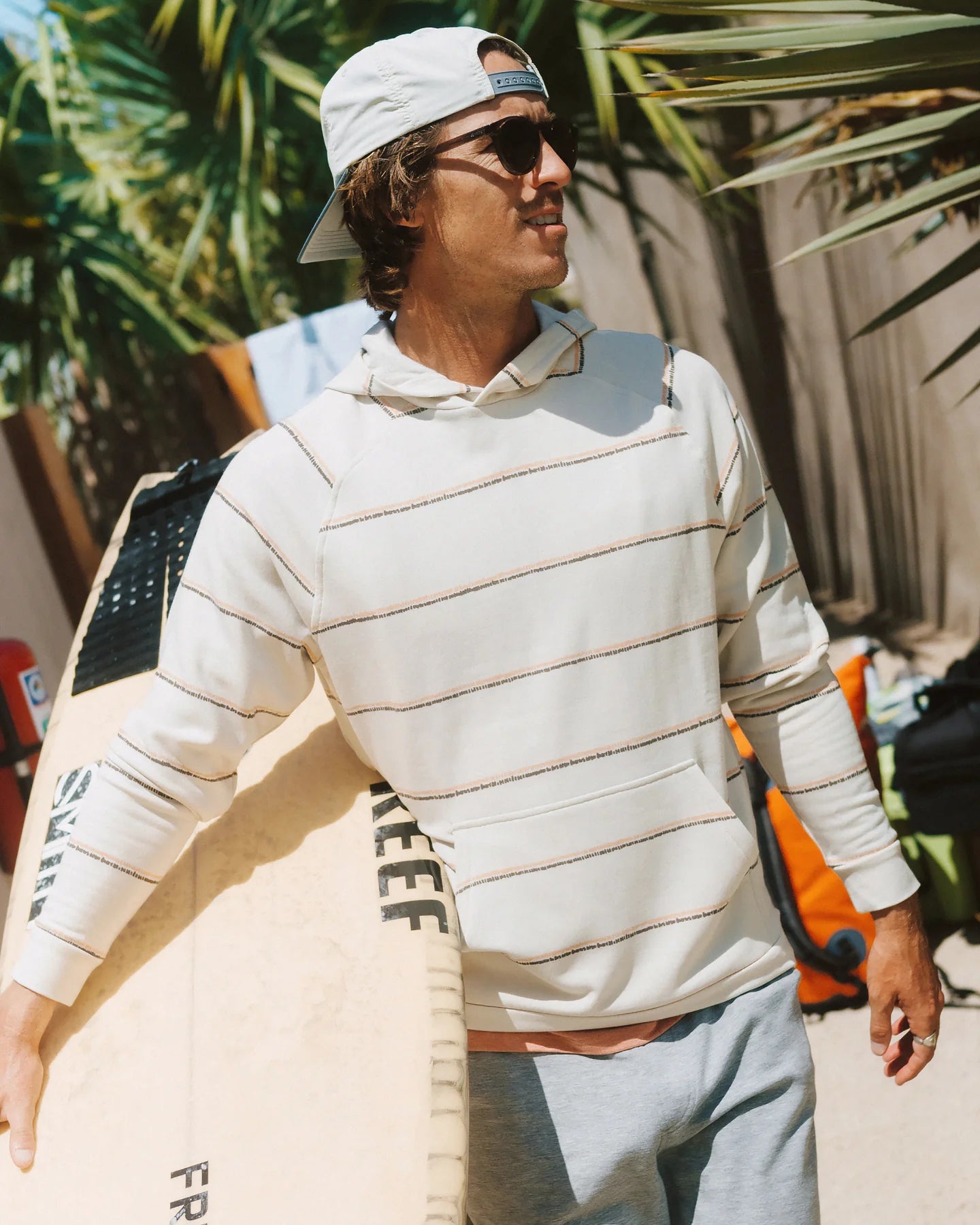 Free Fly M Bamboo LW Fleece Hoodie DASH DOUBLE STRIPE