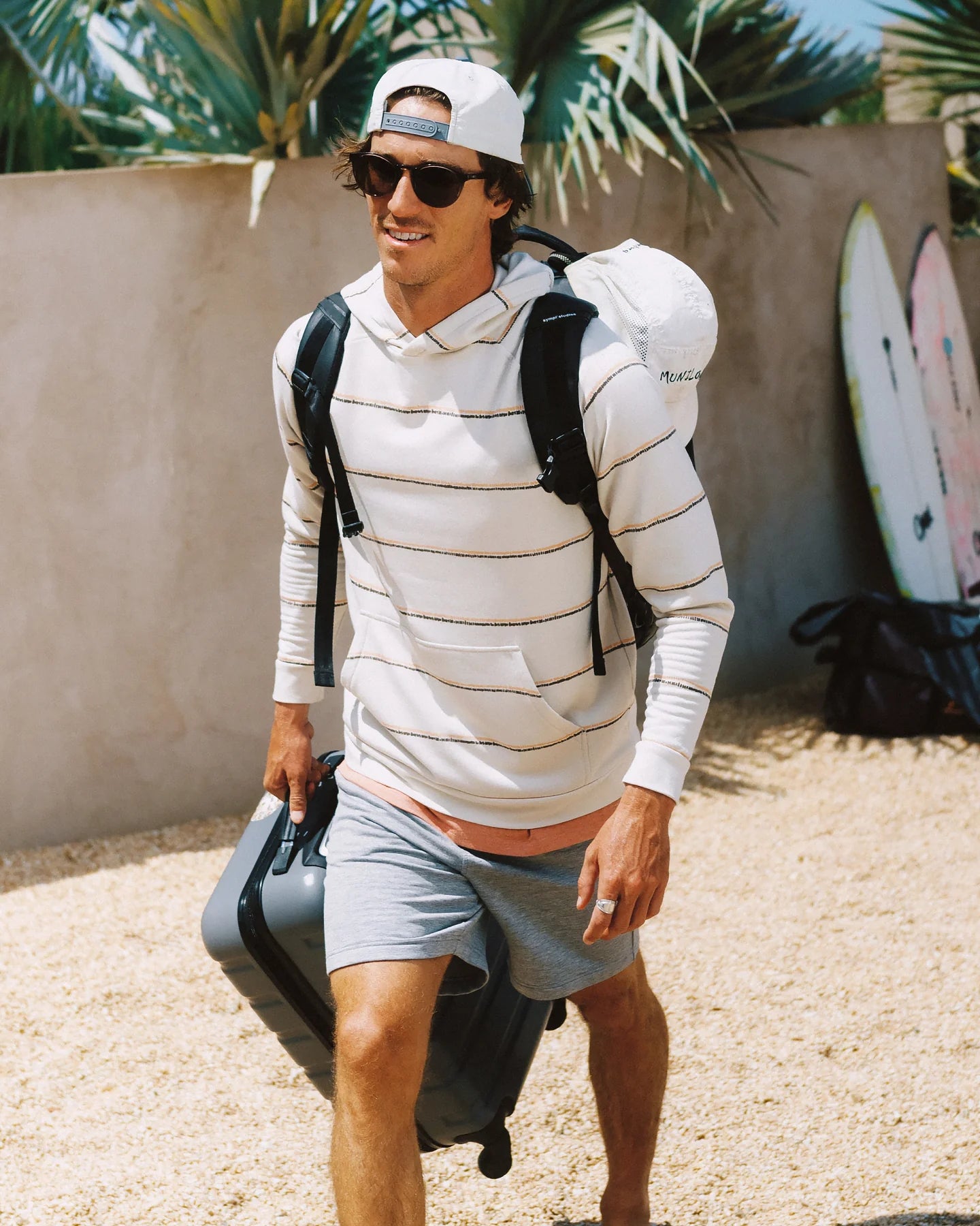 Free Fly M Bamboo LW Fleece Hoodie DASH DOUBLE STRIPE